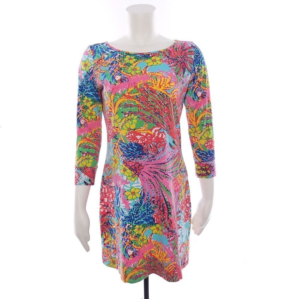 Lilly Pulitzer Bird Sheath Pima Cotton Dress Multicolor Womens Size Small